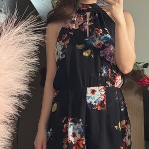 Forever 21 (Size M, Excellent Used Condition, Floral Romper with Open Back)